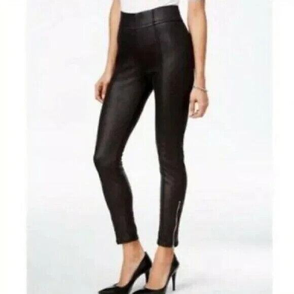 New 7 for All Mankind Pants Womens 25 Black Faux Leather Legging Ankle Zip - Picture 1 of 10